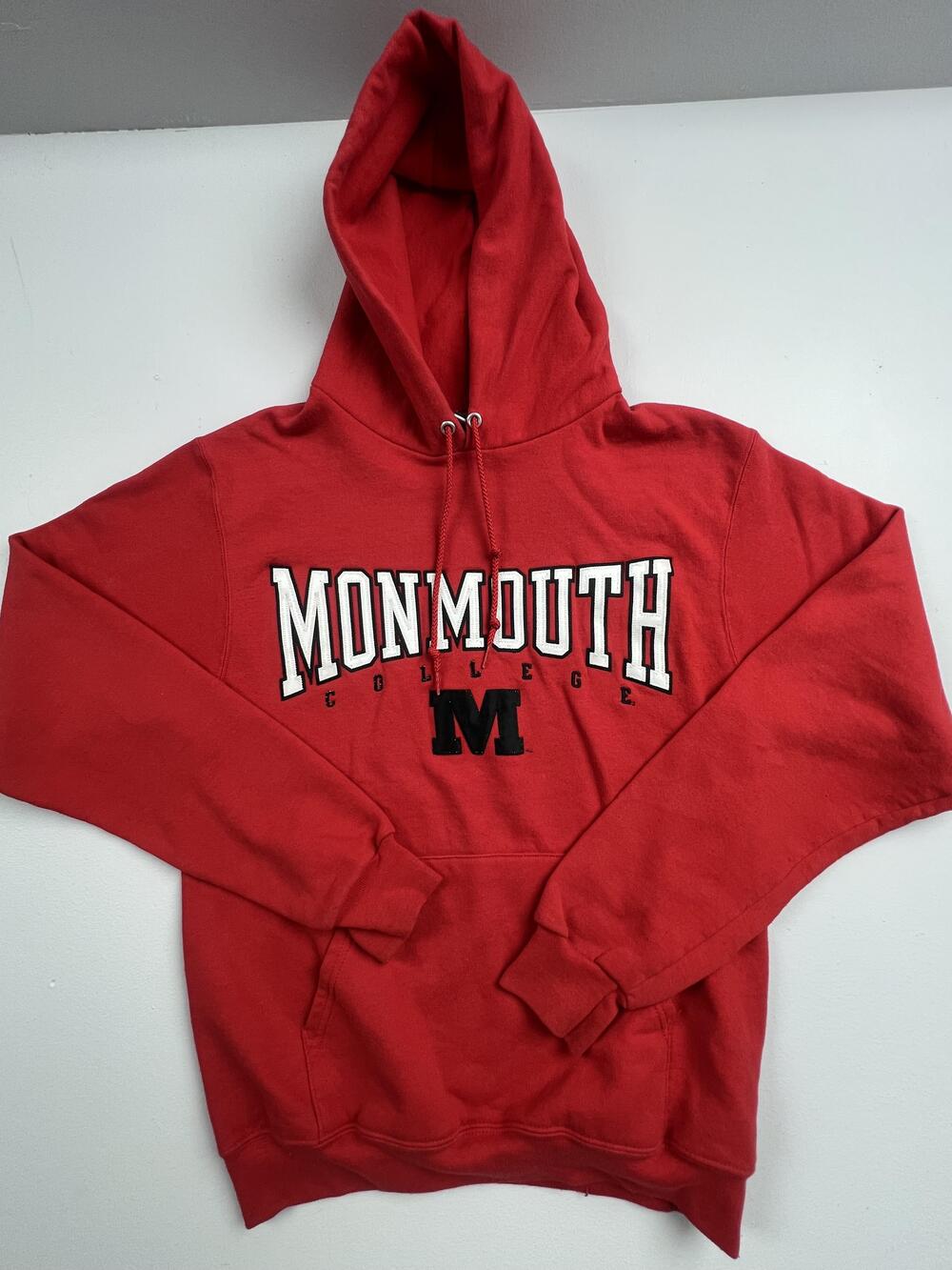 Champion ECO Hoodie Sweatshirt Mens Small Red Monmouth College Pullover Fleece